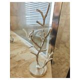 Silver Tone Coral Jewelry Stand