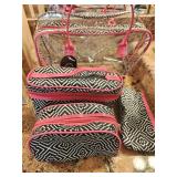 Set of 4 Pink, Black & White Toiletry Bags