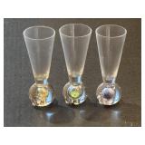 (3) Shot Glasses Colorful Spherical Ball Bases