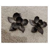 (2) Metal Floral Candle Holders