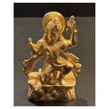 Gold Tone Brass Statue of Lord Hanuman 7'Carrying