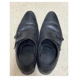 Sz 42 Zara Men's Black Leather Double Monk Strap