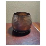 Copper Hammerd Candle Holder and Small Plate