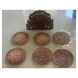 (6) Round Embossed Metallic Coasters with a