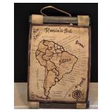 Handcrafted Tooled Leather & Bamboo Map South