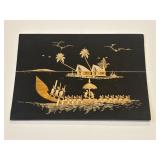 VTG Piece of Handcrafted Tropical Art Depicting a