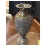 Antique Metal Vase W/an Ornate Hand Engraved or