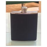 Black Leather Wrapped Stainless Steel Hip Flask