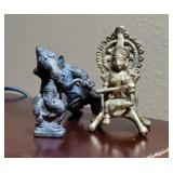 (3) Miniature Hammered Hindu Deitie Statues