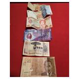 Banknotes from Hong Kong, Lebanon. Columbia,