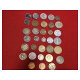(33) Coins from Peru, Denmark, Austria, UK,