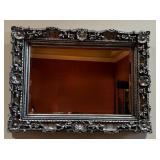 Antique Silver Leaf Mirror with Intricate Floral