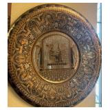 VTG Egyptian Revival Brass and Copper Charger 20"