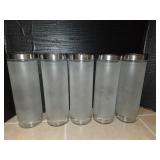 (5) 11"×4" Frosted Glass Screw Top Canisters