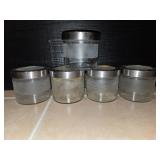 (5) 4"×3 1/2" Small Glass Canisters w/Screw Tops
