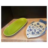 16" Fish & 16.5" Oblong Green Platters
