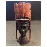 VTG 13' Hand Carved Wooden Tribal Head Sculpture