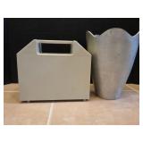 Battery Organizer & Silver Metal Vase w/Pens