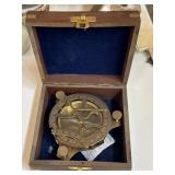 Brown Antique 4" Brass Sundial Compass with