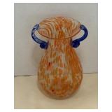 Vintage Nouveau Orange Spatter Art Glass Vase