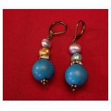 Handcrafted Dangle Earrings with Blue