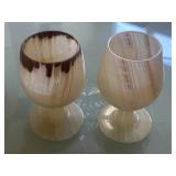 (2) 5" Hand-carved Natural White Onyx Wine Goblets