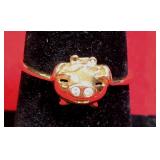 Sz 6.5 18K Gold & Diamond Pig Ring