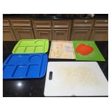 (2) Divided Plates , Floral Tray & Cutting Boards