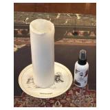 White Pillar Candle on a Small Decorative Plate