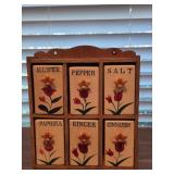 1950s hand-painted ceramic and wooden wall spice