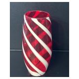 Hand Blown Red White Peppermint Twist Vase