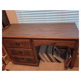 Wooden Pedestal Desk Featuring a Warm