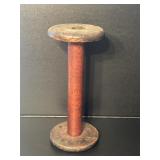 Antique Red Wood Textile Mill Bobbin Spool