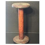 Antique Red Wood Textile Mill Bobbin Spool