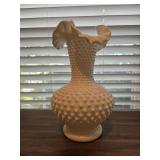 11" Fenton White Milk Glass Hobnail Vase with a