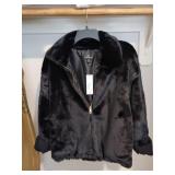 SZ M NEW  Black Faux Fur Zip-Up Lightweight