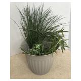 Plastic Pot with Artificial Plants