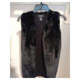 Sz Med Liz Claiborne Faux Fur Black Oversized Vest