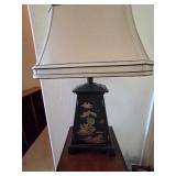 25" Black and Gold Chinoiserie-style Table Lamp