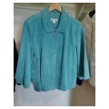 XL Coldwater Creek Turquoise Leather "Cape"