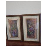 (2) 10.5"ï¿½16.5" Floral Art Prints set in Dark