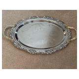 Oval Serving Tray Brass Handles 18"