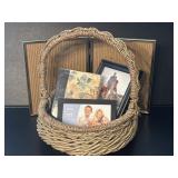 Basket WIth Assorted Picture Frames & Album