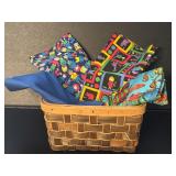 Basket W/ Assorted Fabrics Including VTG  "Save