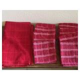 (9) Red & White Wash Cloths and (1) Hand Towel