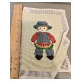 Boy Holding Watermelon Cross Stitch