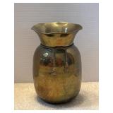 Hammered Brass Vase Planter Urn Twisted Rope Trim