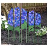 Hydrangea Garden Screen Metal Panel Stakes Set of