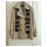 LANDON FOGï¿½ Beige Short Pea Coat & Scarf