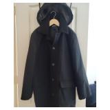 LONDON FOG Long Black Pea Coat w/Thick Padded